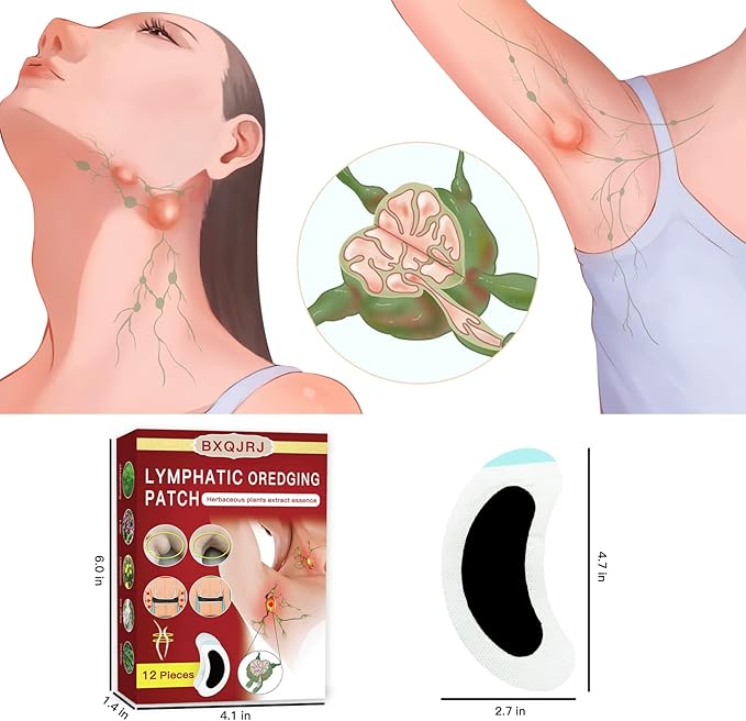 BXQJRJLymphatic Drainage Patch Lymphatic Drainage Herbal Lymphatic Drainage Care Patch Herbal Neck Patch (12)-Ruum Studio Home