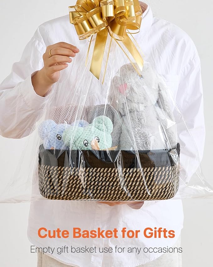 KALLAX Small Woven Basket, 12 x 8 x 4.5 Inches, Storage Basket for Organizing, Cute Small Rope Shelf Closet Cube Storage Bins Baskets for Shelves, Dog Toy Gift Baskets Empty, 3 Pack Black & Brown-Ruum Studio Home