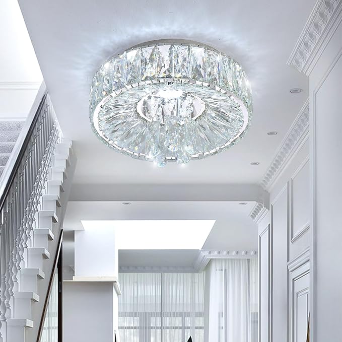 Mini Chandelier Modern Crystal Chandeliers for Hallway Light Fixture LED Flush Mount Ceiling Light Dimmable Lamp for Dining Room Living Room Bedroom-Ruum Studio Home