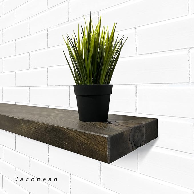 URBANDI, Rustic Floating Shelves, Set of 2, Hidden Bracket, Solid Wood, Heavy Duty, Wall Mounted Shelves, (Dark Brown, 48Wx10D)-Ruum Studio Home
