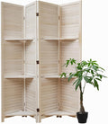 Room Divider with Shelves, 5.6 Ft Tall Folding Wood Screen with Double Hinges for Home Office Bedroom Hotel Decoration (4 Panels, White-Washed)-Ruum Studio Home