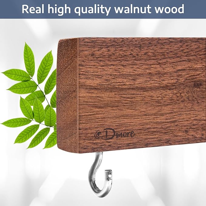 Dmore magnetic knife holder for wall—with 2 hooks, No Drilling 23 Inch walnut knife magnetic strip, Powerful knife magnet rack, include Adhesive Tape and screws for Knives, Utensils, and Tools-Ruum Studio Home