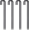 VVOKGO Rebar Stakes 24 Inch J Hook Heavy Duty Ground Anchors (8pcs), 3/8 Inch Diameter Metal Steel Extra Long Fence Stakes with Chisel Point End for Greenhouse, Gazebo, Carport, Camping Tents, Black-Ruum Studio Home