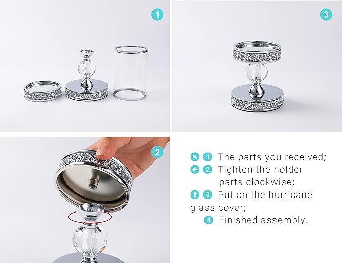 Candle Holders for Pillar Candle, Pillar Crystal Candle Holders, Candlesticks Holder for Wedding, Dining Coffee Table, Centerpieces, Home Decor CH00XM-Ruum Studio Home