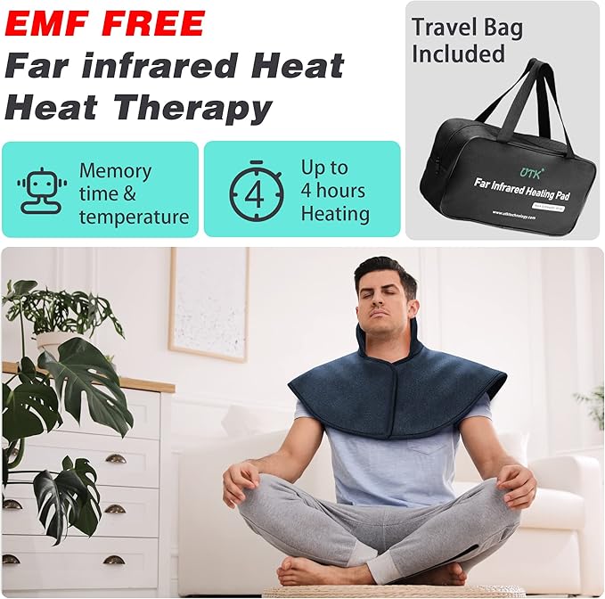 UTK Heating Pad for Neck and Shoulders,Natural Jade Tourmaline,Upgrade Size to Cover More Areas of Neck,Shoulder,Shoulder Blade and Back(23''x 24'')|Gift for Dad-Ruum Studio Home