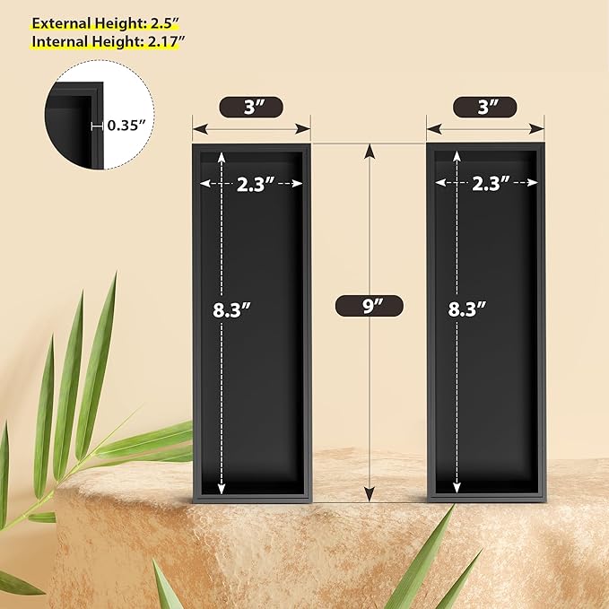 Kitchen Drawer Organizer Bins, Black Bamboo Drawer Organizer Stackable for Silverware, Utensils, Cutlery, Flatware, Junk Drawer, Dresser, Bathroom, 9" x 3" x 2.5" (Set of 2)-Ruum Studio Home