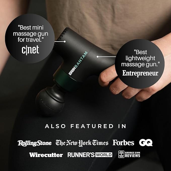 Ekrin Athletics Bantam Mini Massage Gun - Compact Deep Tissue Muscle Massager with Adjustable Speeds & 4 Attachments - Long Battery Life, Lightweight, Travel Friendly-Ruum Studio Home