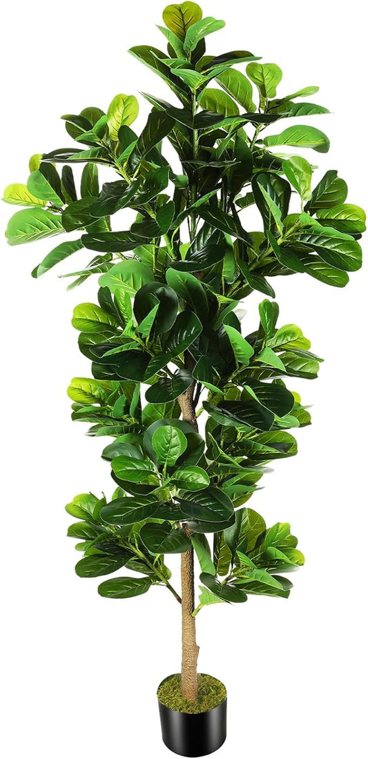 7.3ft Artificial Fiddle Leaf Fig Tree (87in) with Plastic Nursery Pot Faux Tree, Ficus Lyrata Fake Plant for Office House Farmhouse Living Room Home Decor (Indoor/Outdoor)-Ruum Studio Home