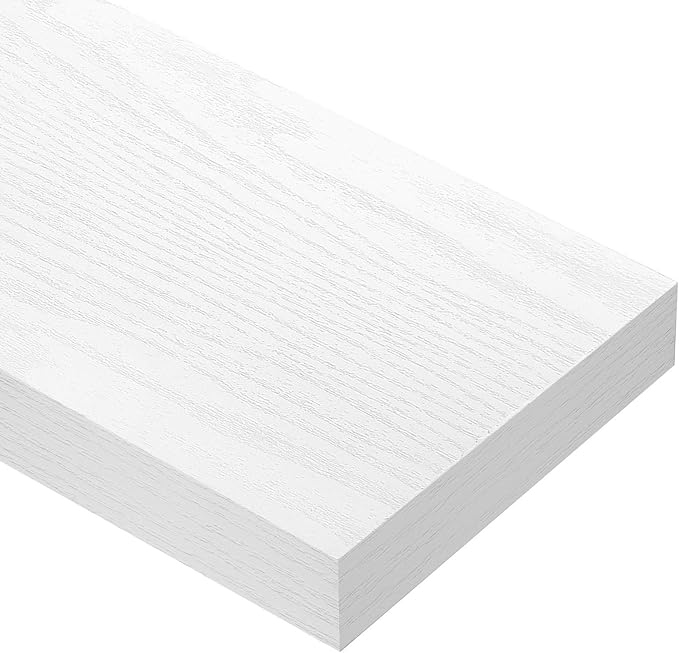 QEEIG Floating Shelves for Wall Bathroom Shelf Bedroom Kitchen Living Room Farmhouse Small Book Shelf 16 inch Set of 4, White (015-W4)-Ruum Studio Home