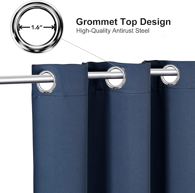 ChrisDowa Grommet Blackout Curtains for Bedroom and Living Room - 2 Panels Set Thermal Insulated Room Darkening Curtains (Stone Blue, 52W x 95L)-Ruum Studio Home