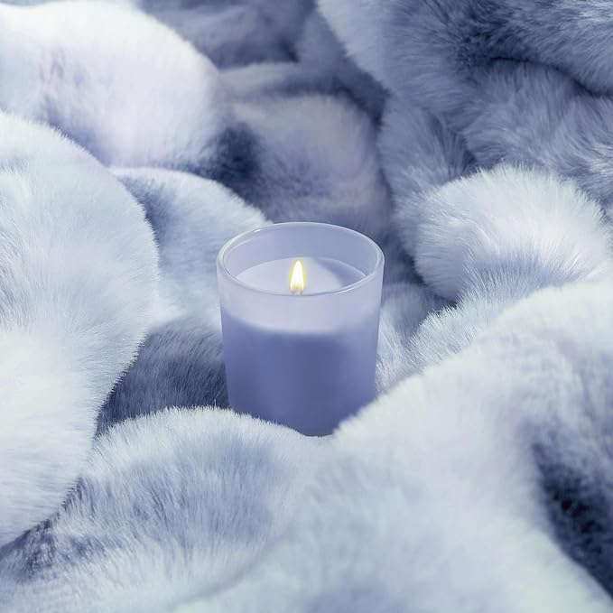 Touchat Luxury 1000GSM Faux Rabbit Fur Throw Blanket, Super Heavy Warm Cozy Grey Blankets for Couch Bed Sofa, Ruched Plush Fuzzy Elegant Soft Reversible Mink Blanket for Living Room Bedroom-Ruum Studio Home