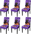JQinHome Purple Halloween Chair Slipcover, Castle Chair Covers Set of 6, High Stretch Washable Chair Protector Cover for Dining Room, Kitchen,Home Party,Wedding Ceremony(Purple,6PC)-Ruum Studio Home
