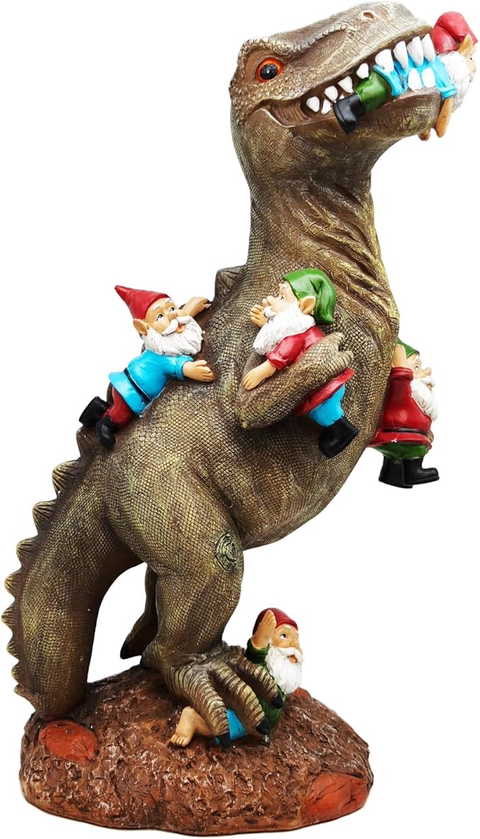 Cute 18" Porch Dinosaur Statue Tall Large Strong, T Rex Decent Gift Garden Party Décor Resin Funny Garden Gnome for Outdoor Indoor Decor, Lawn Ornaments, Patio Porch Yard Art Sculptures-Ruum Studio Home