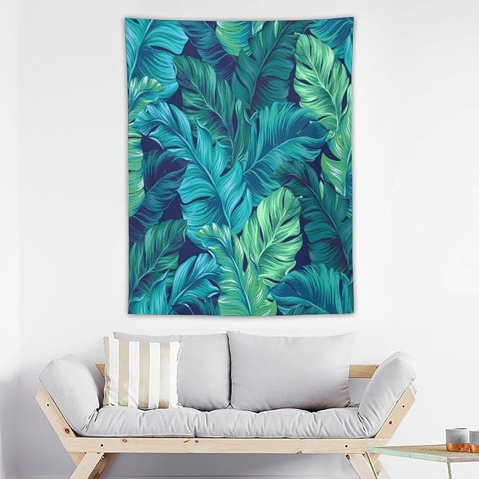 ICMOLYYENLO Tropical Green Plant Tapestry, Green Palm Leaves Natural Landscape Print Wall Tapestry for Bedroom Living Room Dormitory 50x60 Inch-Ruum Studio Home