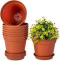 homenote Plant Pots,7.5 Inch Flower Pots for Plants Plastic Planters for Indoor with Multiple Drainage Holes and Trays, for All Home Garden Flowers Succulents,Outdoor(Terra Cotta,8 Pack)-Ruum Studio Home