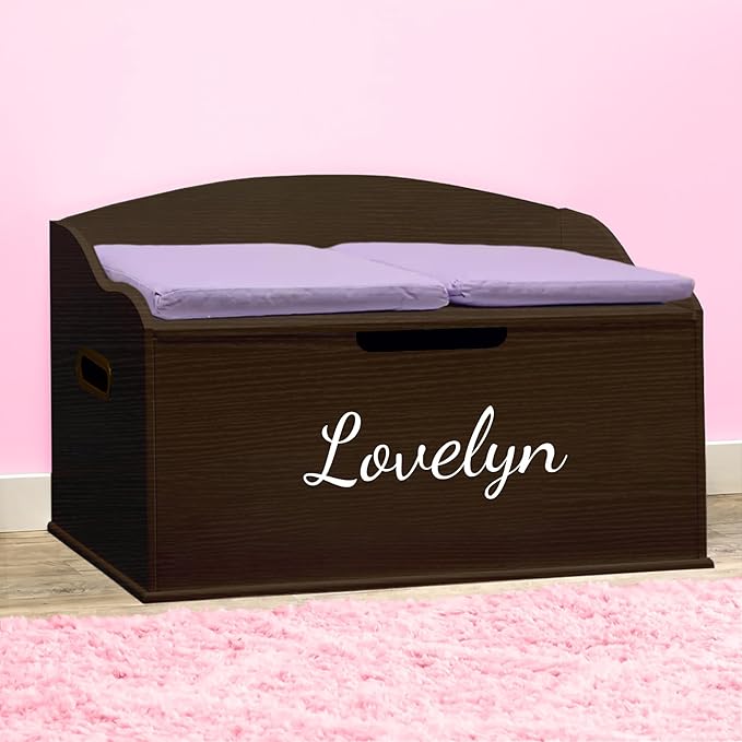 DIBSIES Personalized Creative Wonders Toy Box, Signature Series for Girls, 30 x 19.25 x 18 inches, Soft-Close Lid (Espresso)-Ruum Studio Home
