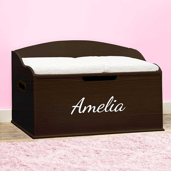 DIBSIES Personalized Creative Wonders Toy Box, Signature Series for Girls, 30 x 19.25 x 18 inches, Soft-Close Lid (Espresso)-Ruum Studio Home