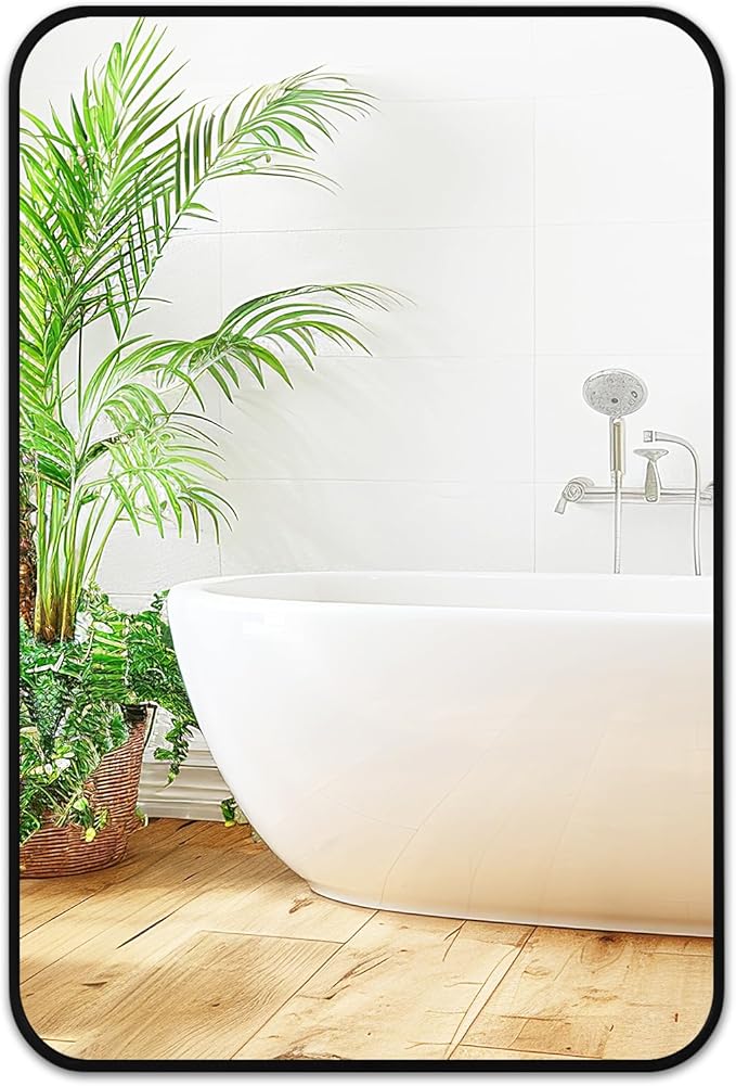 Fabuday Small Black Bathrrom Mirror for Over Sink - 16x24 Framed Rectangle Wall Mirror, Matte Metal Rectangular Vanity Mirrors for Bedroom, Living Room, Entryway, Hallway, Horizontally/Vertically-Ruum Studio Home