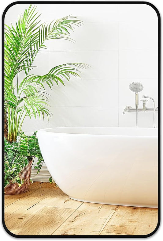 Fabuday Small Black Bathrrom Mirror for Over Sink - 16x24 Framed Rectangle Wall Mirror, Matte Metal Rectangular Vanity Mirrors for Bedroom, Living Room, Entryway, Hallway, Horizontally/Vertically-Ruum Studio Home