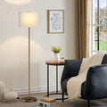 Ambimall 60'' Modern Floor Lamp with Shade, Tall Lamps for Living Room, Bedroom, Office, Dining Room, Beige Shade with Brown Pole(Without Bulb)-Ruum Studio Home