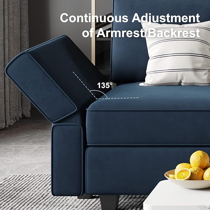 Belffin Modular Sectional Arm Accent Chair with Storage Seat Velvet Armchair Single Sofa Club Chair Blue-Ruum Studio Home