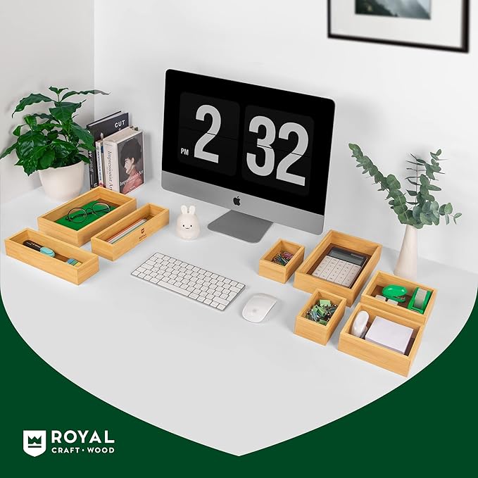ROYAL CRAFT WOOD Bamboo Jewelry Organizer Box & Chests Set - Versatile Storage Solution for Makeup, Jewelry, and Bathroom Essentials (8 Boxes)-Ruum Studio Home