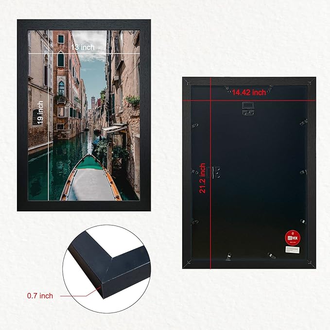 VCK Poster Frames 13x19 Black 3 Pack, Solid Wood Picture Frames for Wall Mounting Hanging Art and Puzzle Frame-Ruum Studio Home