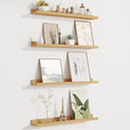 Picture Ledge Shelf for Wall, Floating Shelves Set of 4, 24 Inch Long Nursery Book Shelves for Toys Storage, Kids Bookshelf Wall Mounted for Books Photo Frames, Oak-Ruum Studio Home