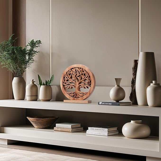 Decozen Solid Wood Tree of Life Sculpture - Home Decor, Living Room, Boho, Shelf, Coffee Table, Centerpiece Table Decorations, Mantle, Dining Table Centerpiece, Bathroom Shelf, Entryway, Farmhouse-Ruum Studio Home
