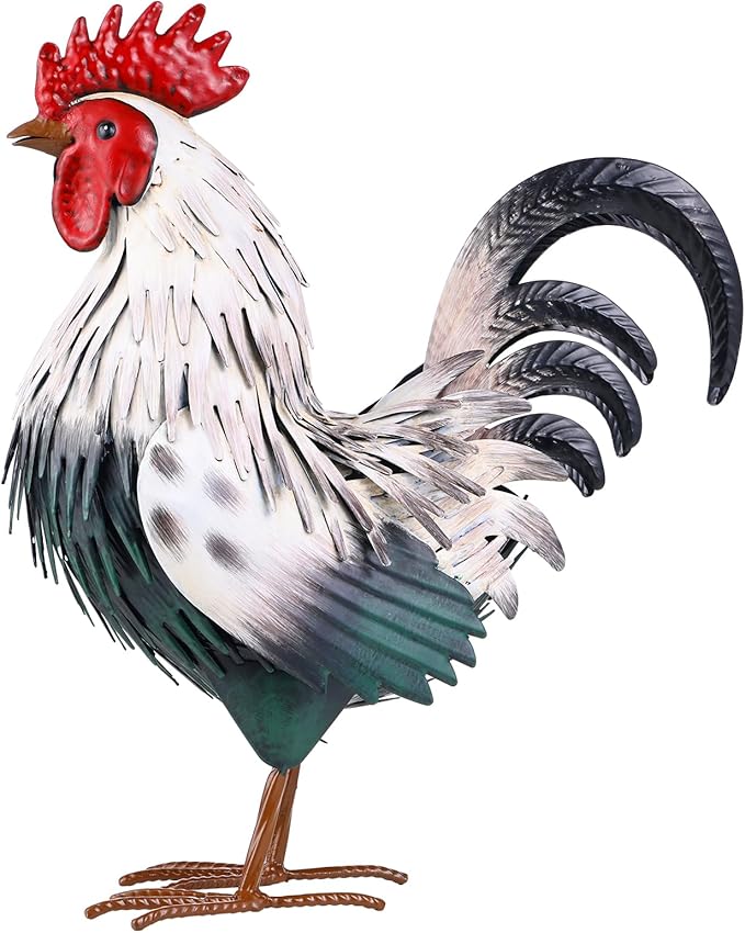 Rooster Garden Statue Sculpture Metal Chicken Yard Decor Outdoor Figurines Patio Backyard Decoration-Ruum Studio Home