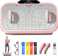 Vibration Plate Exercise Machine, Vibrating Fitness Platform Whole Body Shake Board Workout Equipment Fat Burner Vibrate Stand with Bluetooth Resistance Bands for Women Men Home Sport Gym-Pink-Ruum Studio Home