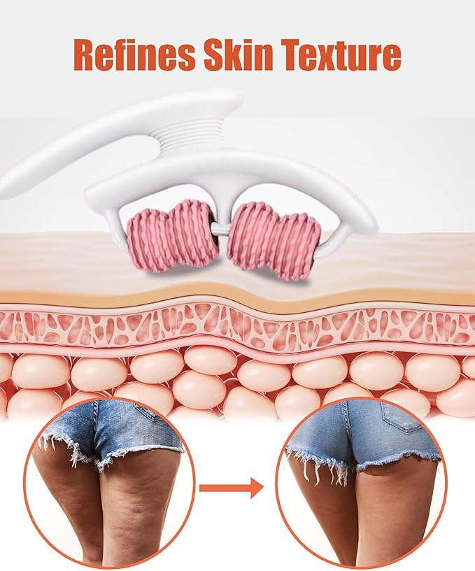 Cellulite Massage Roller - Anti-Cellulite Massager with Detachable Roller Handles for Thighs, Legs & Buttocks - Fascia Massage Tool for Lymphatic Drainage & Deep Tissue Therapy (Pink)-Ruum Studio Home
