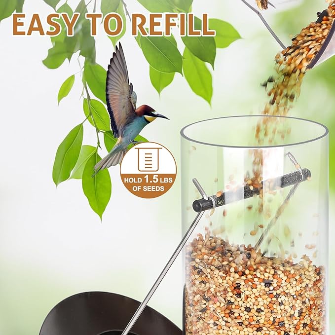 FEED GARDEN Metal Bird Feeders for Outdoors Hanging, 6-Port Tube BirdFeeders for Outside, Finch Feeders for Outside, Brushed Copper Finishing, Bird Feeder with Heavy Duty Metal Lid, Chew-Proof 1 Pack-Ruum Studio Home
