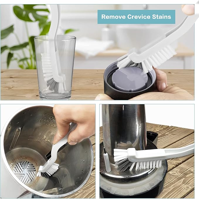 8 Pcs Dish Brush Bottle Bathroom Scrub Brushes Kitchen Cleaning Brush Right Angle Kitchen Brush Sink Household Pot Pan Edge Corners Tile Lines Brush with Stiff Bristles-Ruum Studio Home