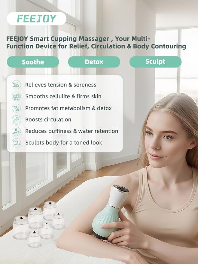 Electric Cupping Kit for Massage Therapy with Heat – Cellulite Massage Tool, Lymphatic Drainage Massager, Pain Relief for Back, Neck & Shoulders – Moving & Static Cupping Set for Body Sculpting-Ruum Studio Home