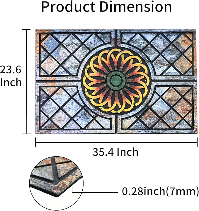 Door Mat Welcome Mat, Heavy Duty Door Mat 23.6 x 35.4 Inch Front Door Mat Rug Doormat for Outdoor Entrance Home Non-Slip Rubber Rug for Front Door, Outside, Entryway, Patio (Flower)-Ruum Studio Home