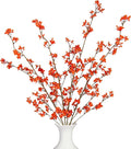 4Pcs Fake Flowers Blossom Branches Artificial Flowers for Indoor Decor, Faux Long Stem Realistic Indoor Plants for Vase Wedding Home Office Bedroom Party Table Centerpieces Decor-Ruum Studio Home