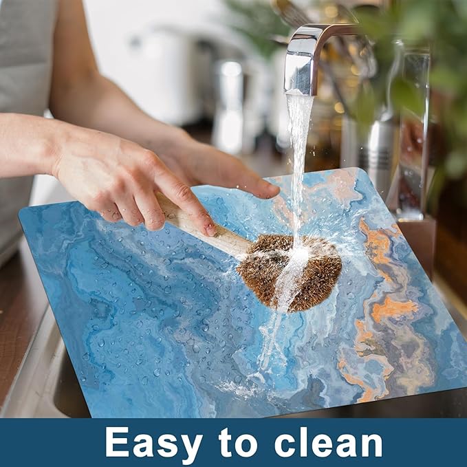 Marble Placemats Set of 6 Blue Marbles Plastic Table Mats Marble Theme Place Mats Wipe Clean Washable Holiday Table Decoration for Indoor Outdoor Party Kitchen Dining-Ruum Studio Home