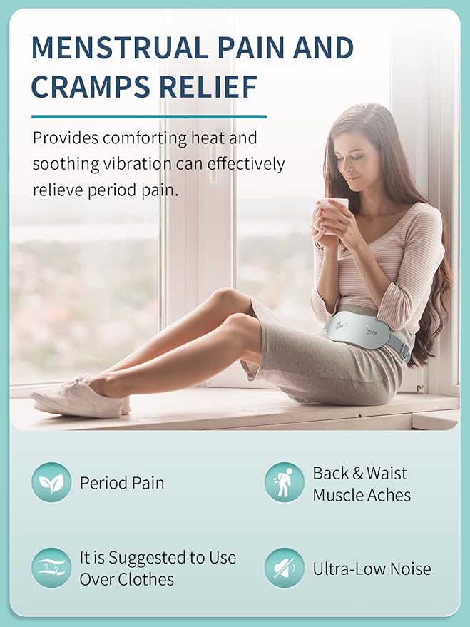 Slimpal Period Heating Pad for Cramps, FSA HSA Eligible, Portable Heat Pad for Menstrual Cramp Relief, Electric Cordless Heating Belt, 3 Timer Auto Off, Gifts for Women Girl, Light Grey-Ruum Studio Home
