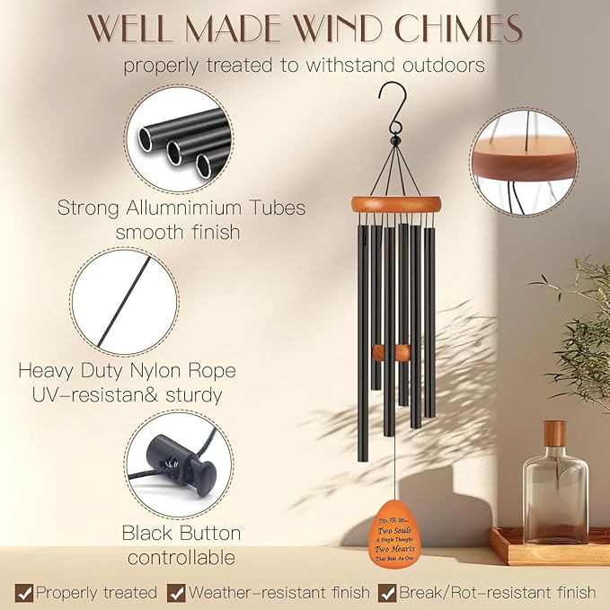 Wedding Gifts for Couple 2025,Married Gifts for Newlywed Mr. and Mrs. Wind Charms,Wedding Wind Chime,Engagement Gift idea for Couple Home-Ruum Studio Home