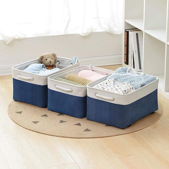 Storage Bins - Large Baskets for Storage Cubes with Handles Organization and Storage Baskets Gifts for Empty 15.7 (L) x 11.8 (W) x 8.2 (H) inches-Ruum Studio Home