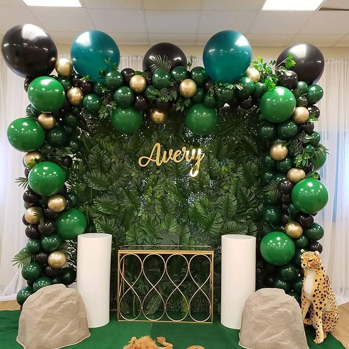 130pcs Dark Green Balloons Different Sizes 18" 12" 10" 5" Hunter Green Balloons for Birthday Dinosaur Baby Shower St. Patrick's Day Summer Jungle Forest Safari Party Decorations-Ruum Studio Home