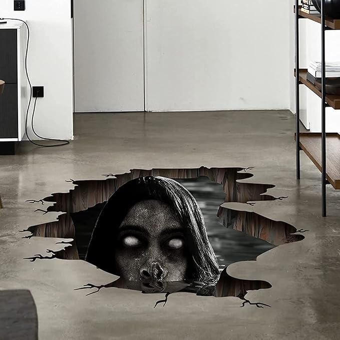 3D Halloween Floor Decals Scary Halloween Zombie Stickers for Living Room, Spooky Blind Women Scratching Floor Stickers Vinyl Removable Decals Art Decorations Party Supplies for Bar Pub-Ruum Studio Home