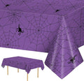 2 Pcs Halloween Tablecloth - Plastic Halloweens Spider Webs Table Cloth, Purple Disposable Rectangle Spiderweb Table Cover for Halloween Party Decorations Supplies Favors Tables Decor, 108 x 54 Inch-Ruum Studio Home