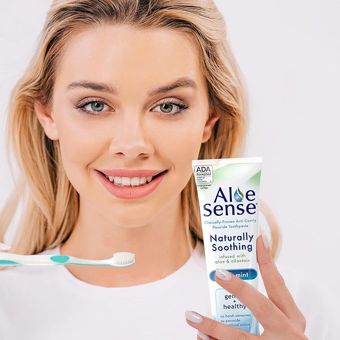 Naturally Soothing Toothpaste for Sensitive Teeth and Gum Care with Aloe Vera, Allantoin & Fresh Mint Flavor, Gentle & Natural, ADA Approved (5-oz, 2 Count)-Ruum Studio Home