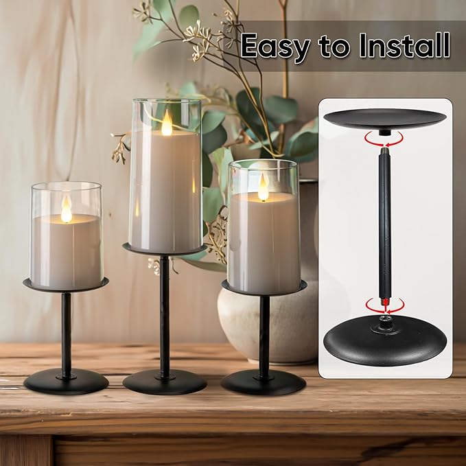 Homemory Holloween Candle Holders for Pillar Candles Set of 5 (Black)-Ruum Studio Home