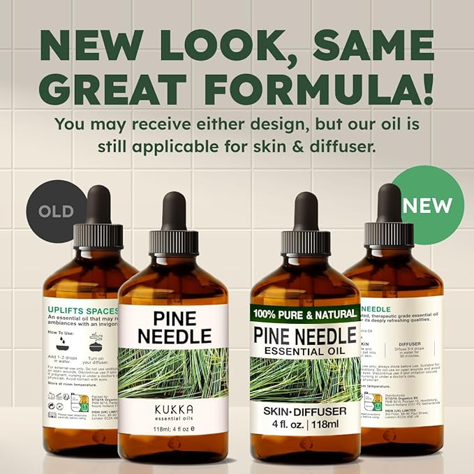 Kukka Pine Essential Oil for Diffuser - 4 Fl Oz - 100% Pure Natural Pine Oil, Woody Scent, for Candle & Soap Making Scent DIY-Ruum Studio Home
