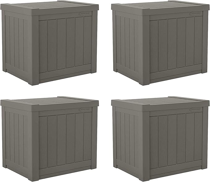 Suncast SS500ST 22 Gallon Small Resin Outdoor Patio Storage Deck Box (4 Pack)-Ruum Studio Home