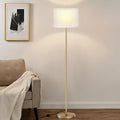 Ambimall 60'' Modern Floor Lamp with Shade, Tall Lamps for Living Room, Bedroom, Office, Dining Room, Beige Shade with Gold Pole(Without Bulb)-Ruum Studio Home