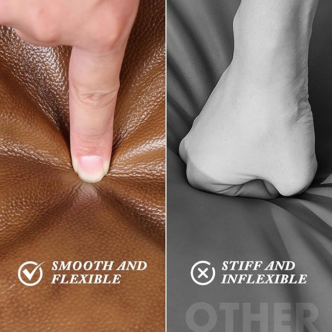 Leather Ottoman,Handmade Stuffed Square Ottoman,Genuine Leather Pouf, Foot Rest Pouf,Comfortable Soft Seating for Living Room & Bedroom (Brown, Square)-Ruum Studio Home